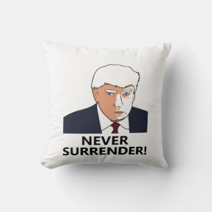 Trump Never Surrender Mug Shot Cushion