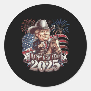 Trump New Year 2025 Patriotic Horse Trump American Classic Round Sticker