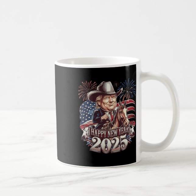 Trump New Year 2025 Patriotic Horse Trump American Coffee Mug (Right)