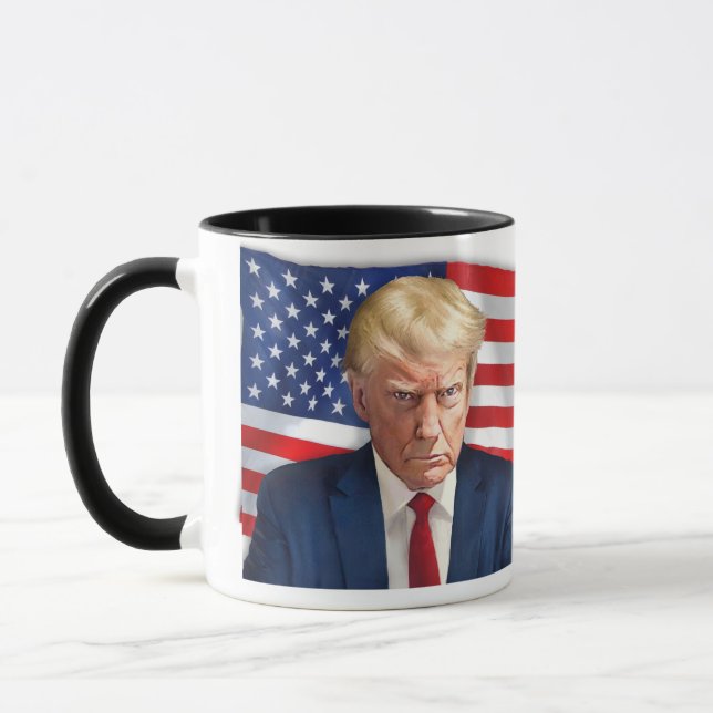 Trump Official Mug Shot with American Flag (Left)