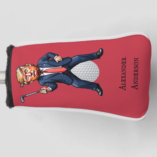 Trump on Golf Ball Personalise Golf Head Cover (Front)