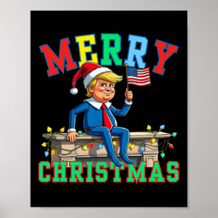 Trump On Shelf Funny Merry Christmas Elf Family Ma Poster