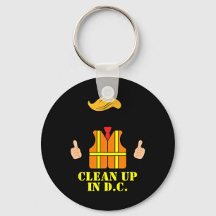 Trump Orange Vest Clean Up In D C Funny Garbyge Tr Key Ring