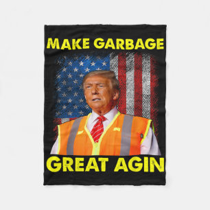 Trump Orange Vest Make Garbyge Great Again Funny T Fleece Blanket