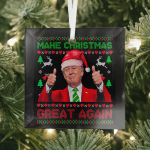 Trump Ornament, Make Christmas Great Again Glass Tree Decoration