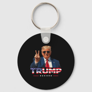 Trump Peace Sign Hand Usa Flag Trump 2024 Key Ring