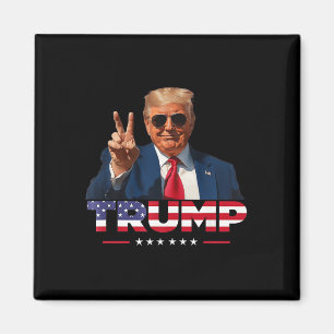 Trump Peace Sign Hand Usa Flag Trump 2024 Magnet