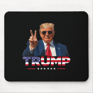 Trump Peace Sign Hand Usa Flag Trump 2024  Mouse Pad