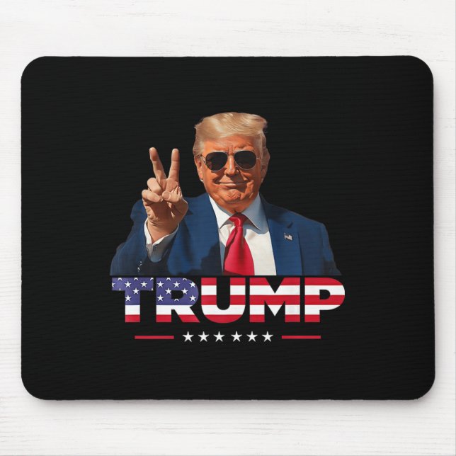Trump Peace Sign Hand Usa Flag Trump 2024  Mouse Pad (Front)