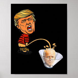 Trump peeing' 0n Biden  Poster