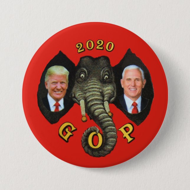 Trump Pence 2020 GOP Elephant 7.5 Cm Round Badge (Front)