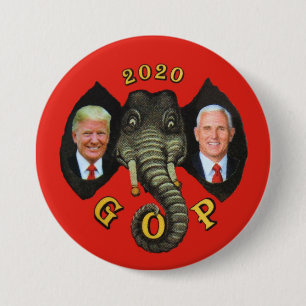 Trump Pence 2020 GOP Elephant 7.5 Cm Round Badge