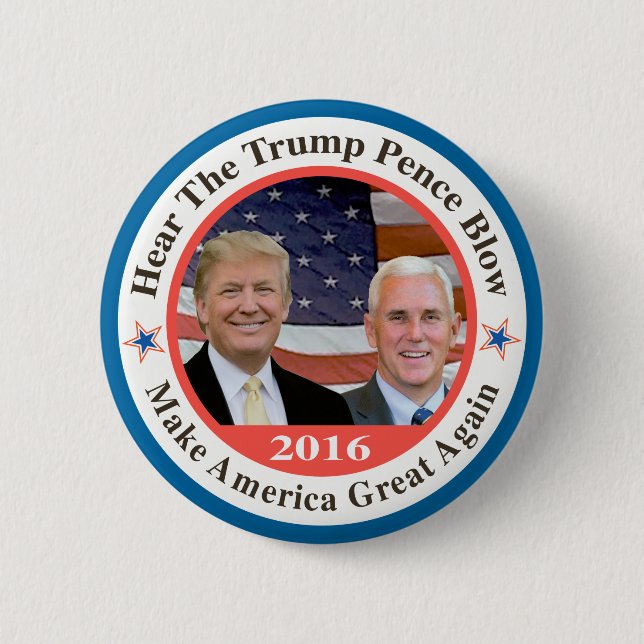 trump pence 2 6 cm round badge (Front)