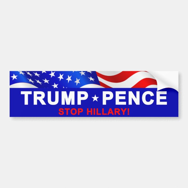 Trump Pence Stop Hillary Bumper Sticker (Front)