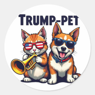 Trump pet Trump Make Our Pets Safe Again Trumpet Classic Round Sticker