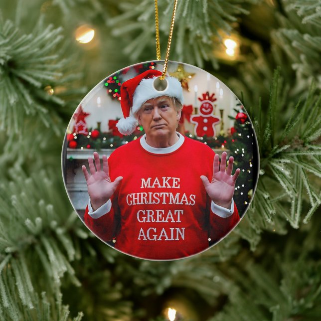 Trump Photo | Trump Make Christmas Great Again  Ceramic Ornament (Tree)