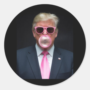 Trump Pink Bubble Gum President 47 USA Classic Round Sticker
