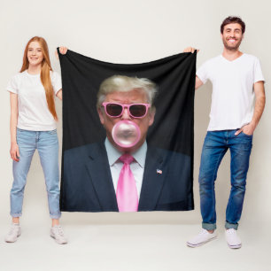 Trump Pink Bubble Gum President 47 USA Fleece Blanket