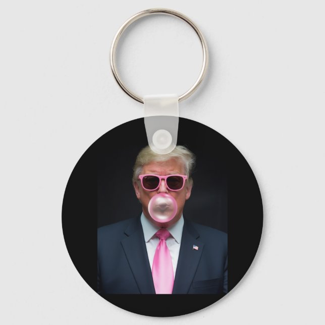 Trump Pink Bubble Gum President 47 USA Key Ring (Front)