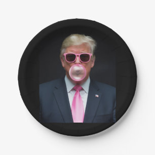 Trump Pink Bubble Gum President 47 USA Paper Plate