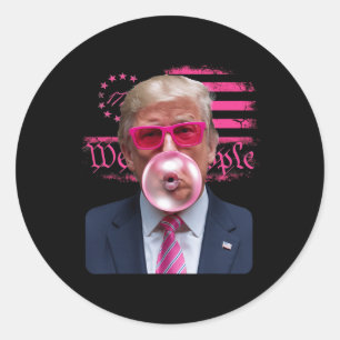 Trump Pink Gles Bubble Gum 4th Of July American Fl Classic Round Sticker