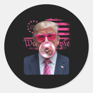 Trump Pink Gles Bubble Gum 4th Of July American Fl Classic Round Sticker
