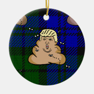 trump plaid poop ceramic ornament