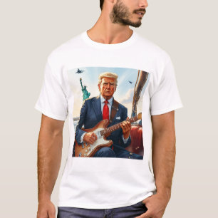 Trump Playing Electric Guitar at Statue of Liberty T-Shirt