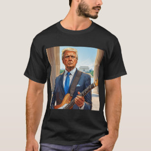 Trump Playing Electric Guitar Lincoln Monument T-Shirt