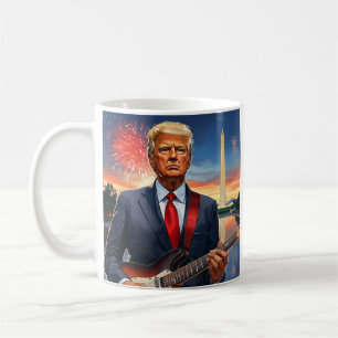 Trump Playing Electric Guitar Washington Monument Coffee Mug