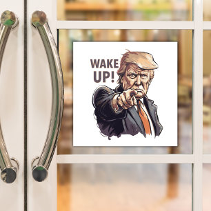 Trump Pointing Wake Up Cartoon Illustration