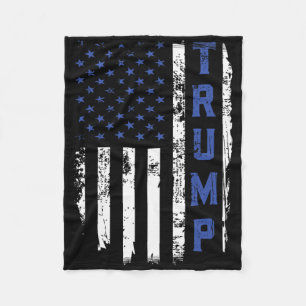 Trump Police Thin Blue Line Republican Cop Usa Fla Fleece Blanket