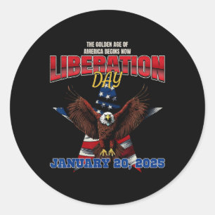 Trump Potus 47th Declares 125 Liberation Day  Classic Round Sticker