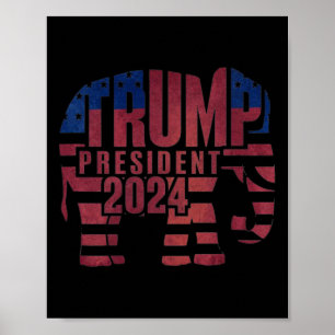 Trump President 2024 Elephant Republican Poster