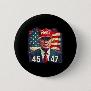 Trump President 45-47 Mega Us Flag  6 Cm Round Badge