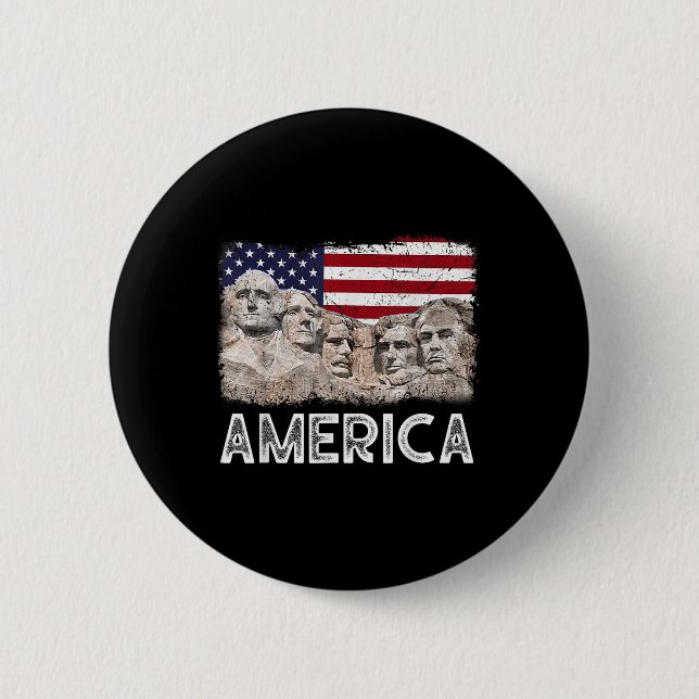 Trump President 45th Rushmore Mount American Flag  6 Cm Round Badge (Front)