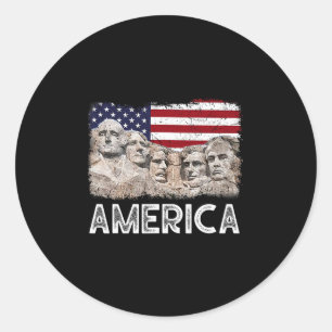 Trump President 45th Rushmore Mount American Flag Classic Round Sticker
