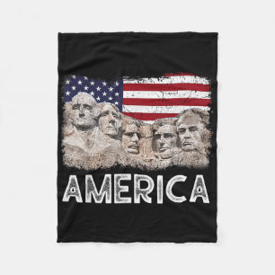 Trump President 45th Rushmore Mount American Flag  Fleece Blanket