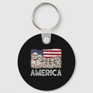 Trump President 45th Rushmore Mount American Flag  Key Ring