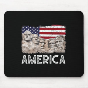 Trump President 45th Rushmore Mount American Flag Mouse Pad