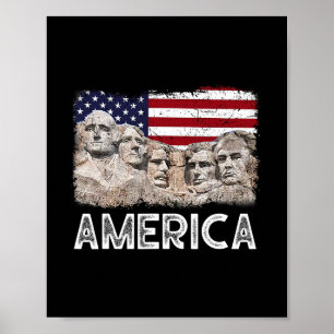 Trump President 45th Rushmore Mount American Flag Poster