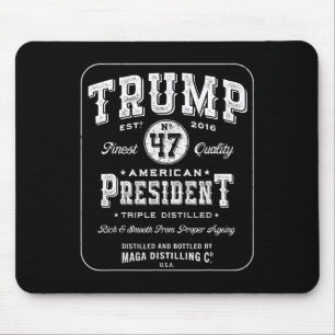 Trump President 47 Vintage Whiskey Label 2024 Vict Mouse Pad