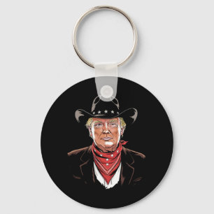 Trump President Cowboy Patriotic Key Ring
