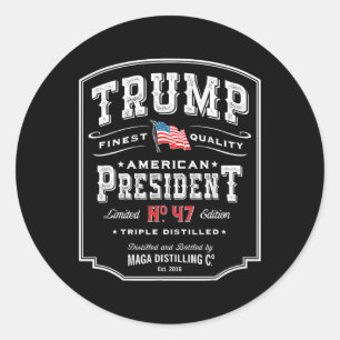 Trump President N 47 Vintage Whiskey Usa Classic Round Sticker