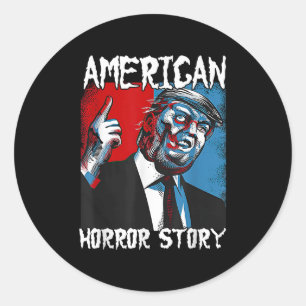 Trump President Usa Flag Halloween Horror Story Co Classic Round Sticker