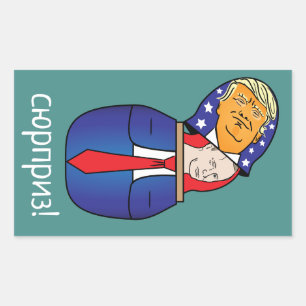 Trump - Putin Russian Doll Rectangular Sticker