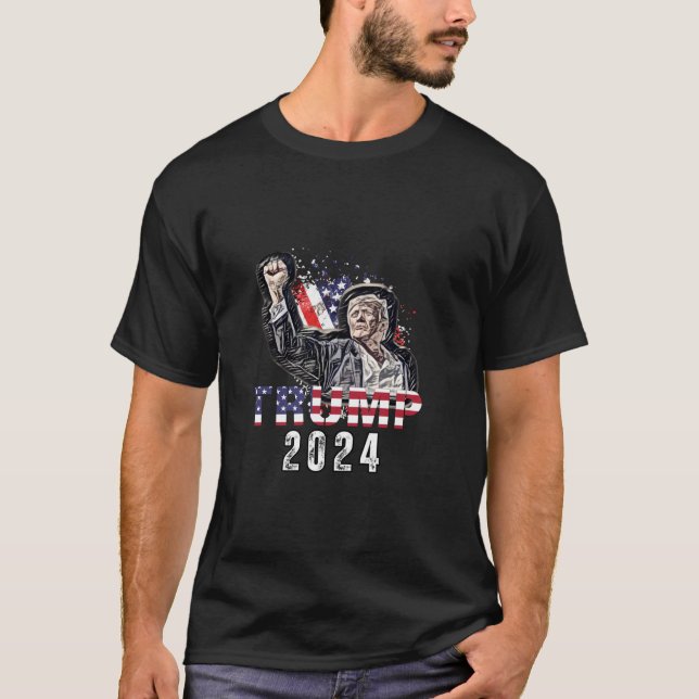 Trump Rally 2024 Trump Voting America Sketch Patri T-Shirt (Front)