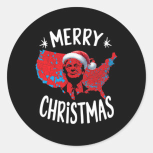 Trump Red Election Map Merry Christmas Trump Winne Classic Round Sticker