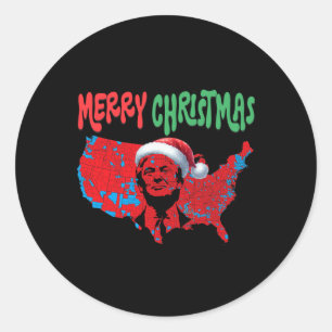 Trump Red Election Map Merry Christmas Trump Winne Classic Round Sticker