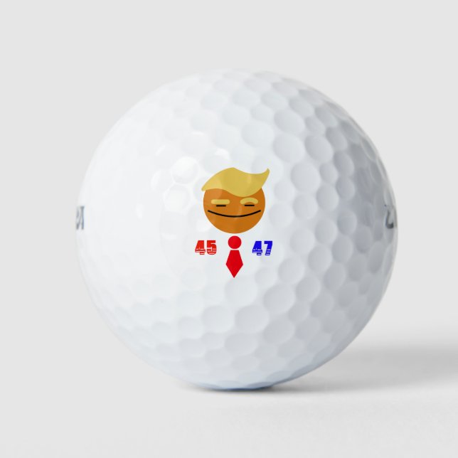 Trump: Red Tie-Smiling Face 45/47  Golf Balls (Front)